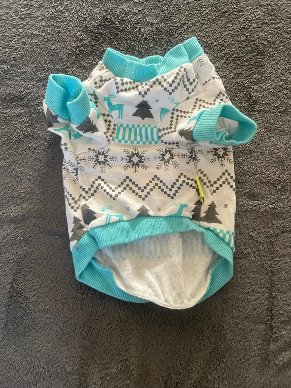 Aqua & White Holiday Reindeer Dog Sweater